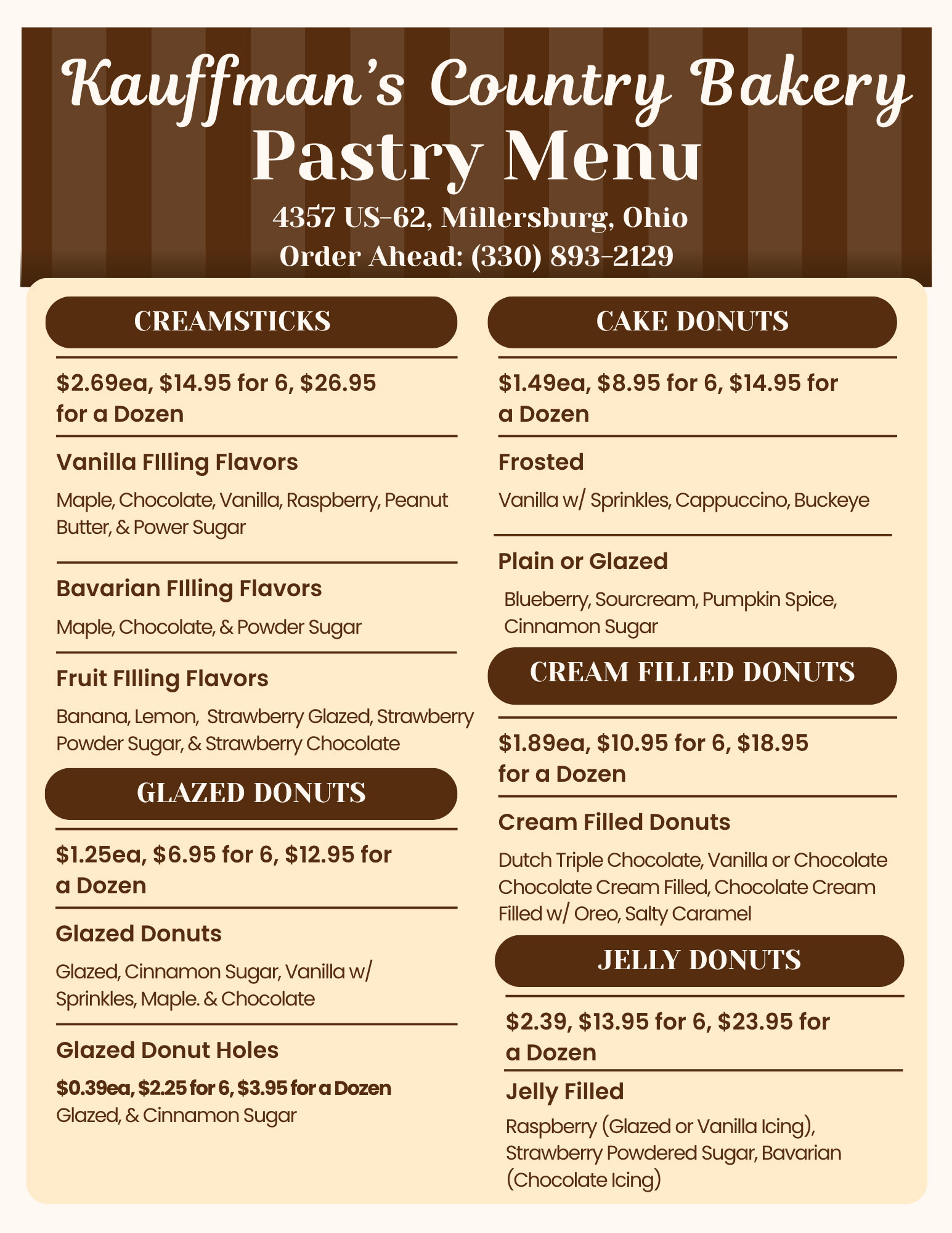 Patries Menu